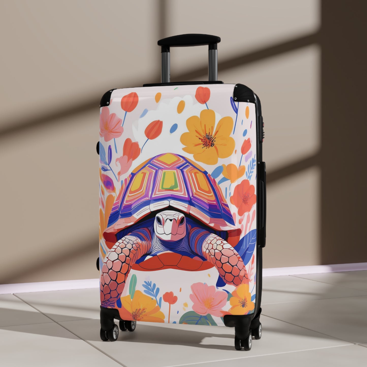 Nature Flowers Floral Colorful Turtle Art Carry-On Suitcase - Stylish Luggage for Travelers