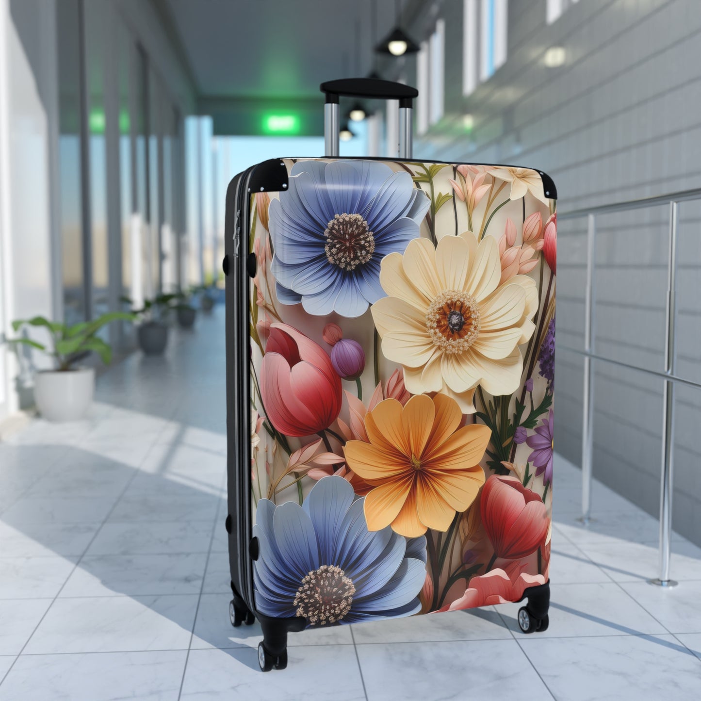 Nature Flowers Floral Paper Art Carry-On Suitcase - Stylish Luggage for Travelers