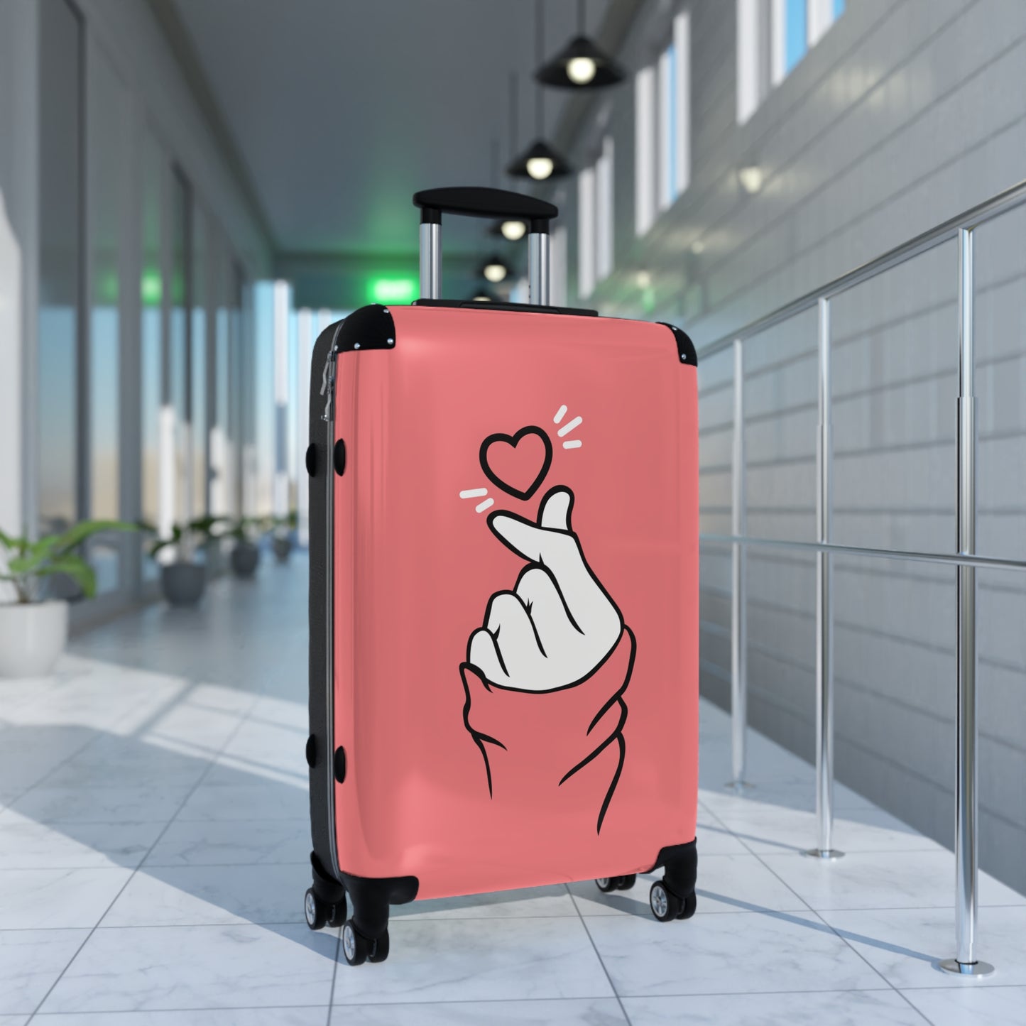 Love Finger Heart Pink Art Carry-On Suitcase - Stylish Luggage for Travelers