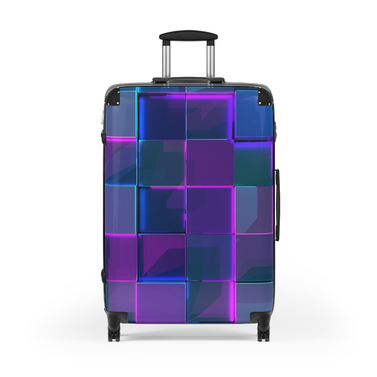 Abstract Neon 3D Geometric Carry-On Suitcase - Stylish Luggage for Travelers