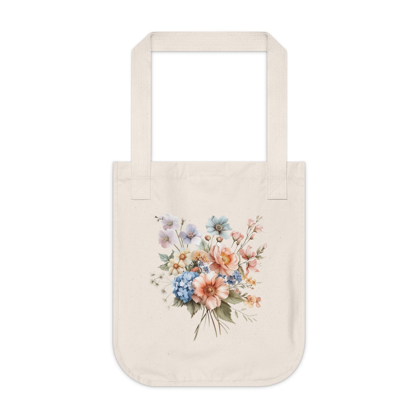 Flowers Pastel Floral Organic Canvas Tote Bag - Eco-Friendly Carryall for Everyday Use