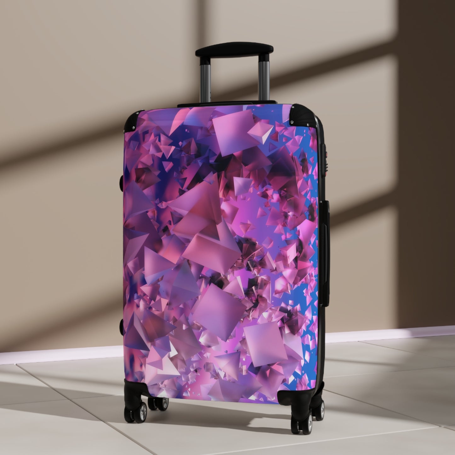 Abstract 3D Pyramids Art Carry-On Suitcase - Stylish Luggage for Travelers