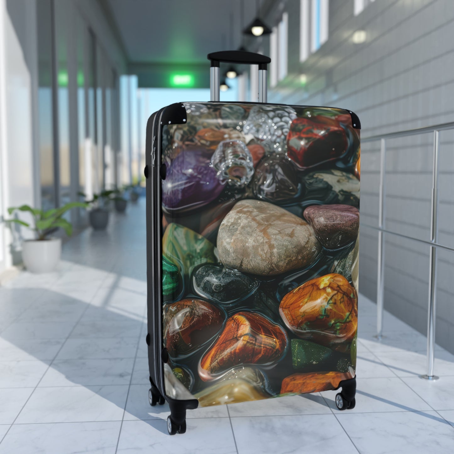 Nature Polished Stone Art Carry-On Suitcase - Stylish Luggage for Travelers