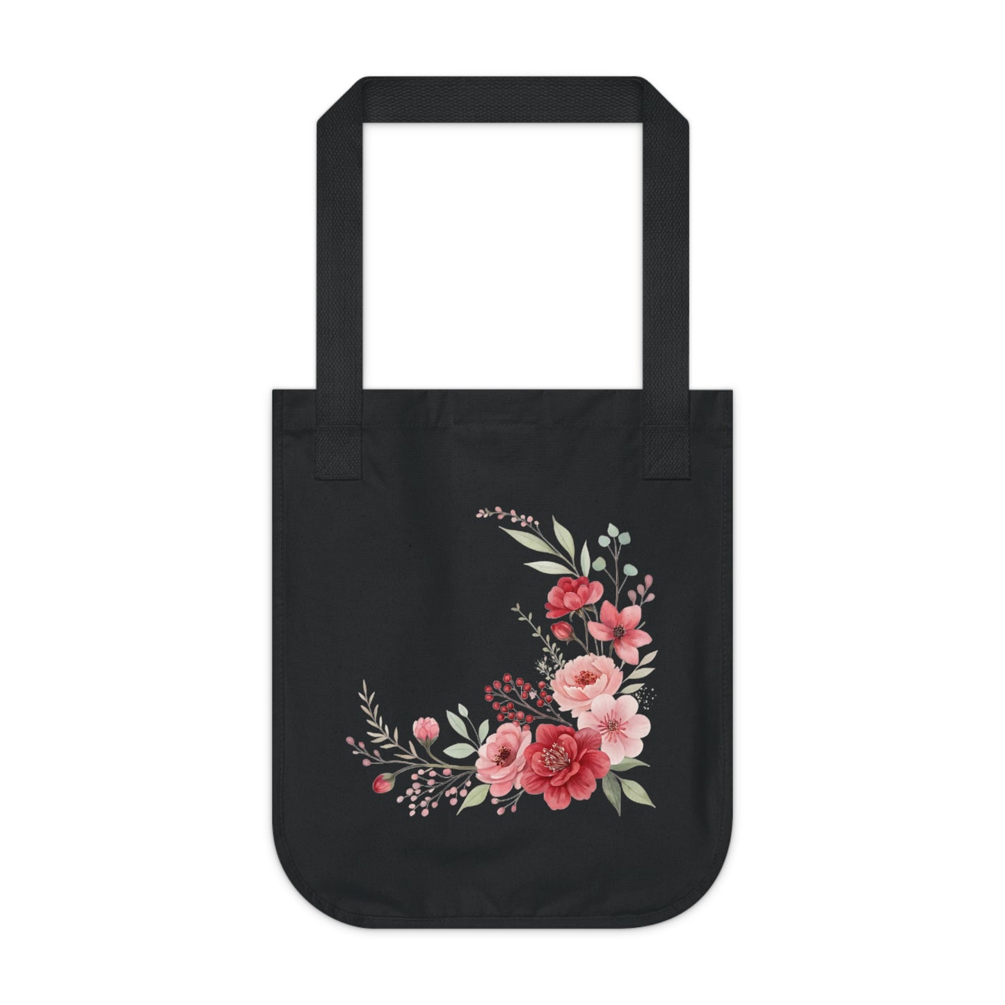 Flowers Frame Floral Organic Canvas Tote Bag - Eco-Friendly Carryall for Everyday Use