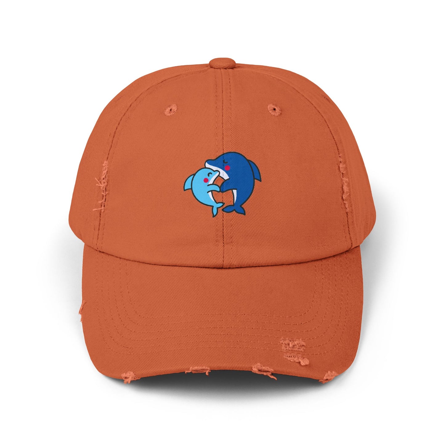 Dolphin Couple Vintage Distressed Dad Hat Unisex Adjustable Cotton Twill Baseball Cap for Casual Everyday Wear