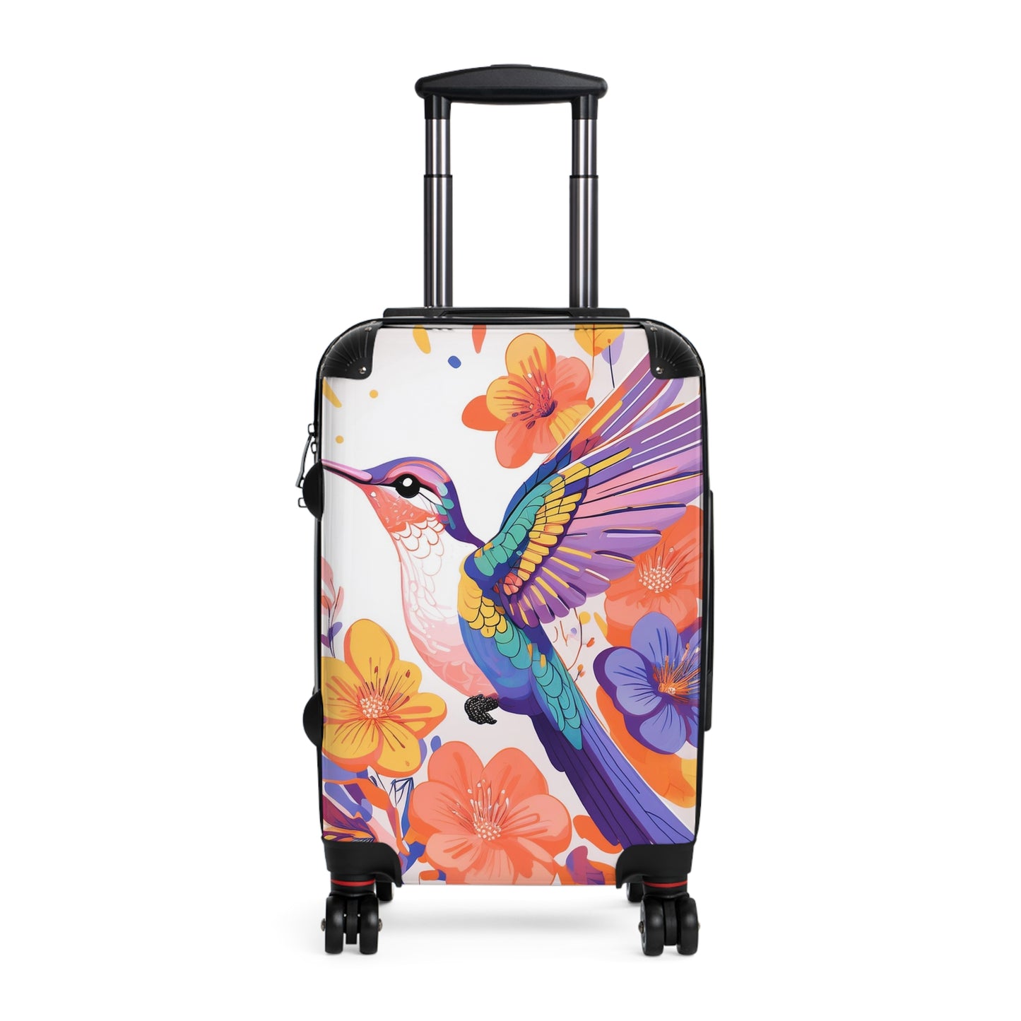 Nature Flowers Floral Hummingbird in Flight Art Carry-On Suitcase - Stylish Luggage for Travelers
