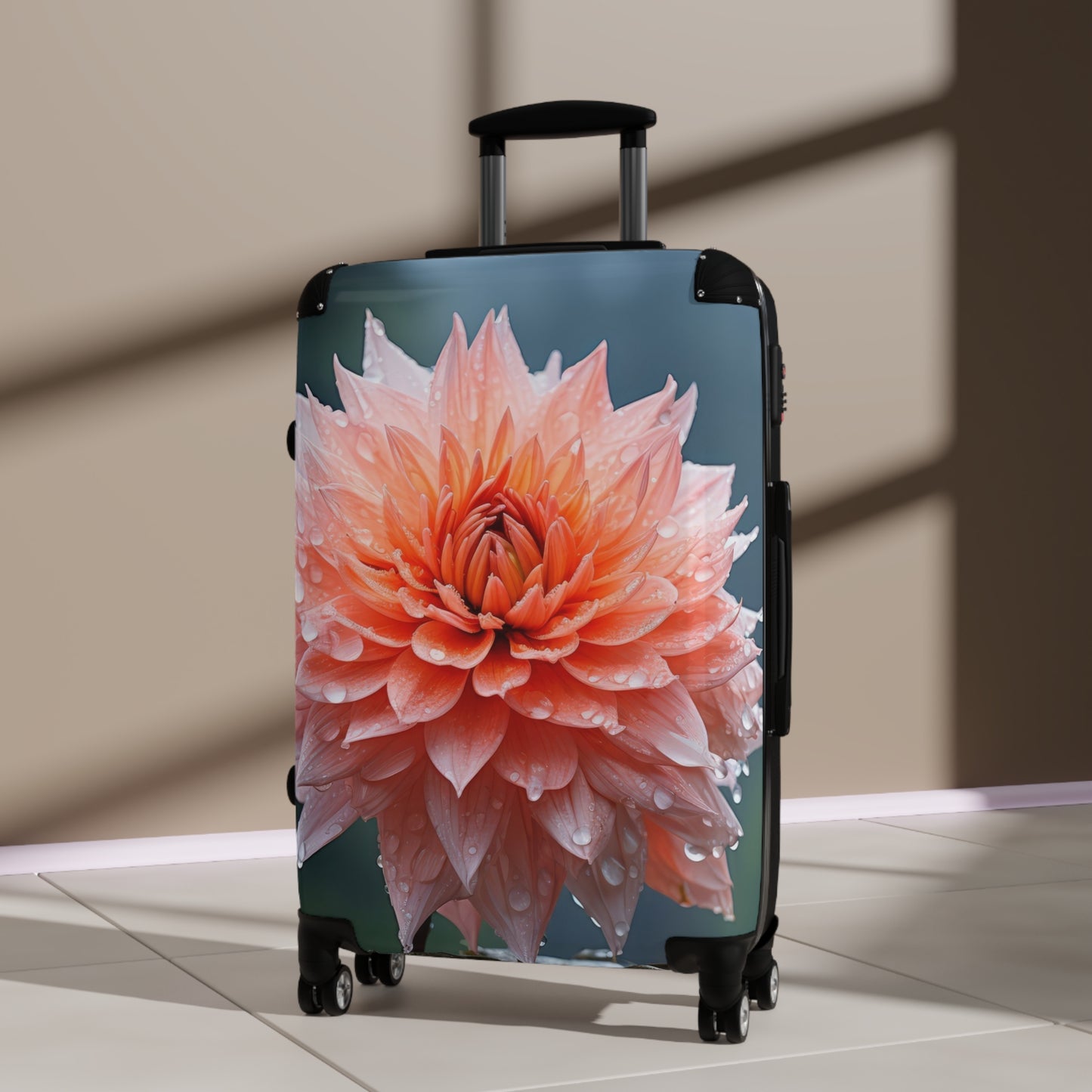Nature Flowers Floral Pink Rain Drops Carry-On Suitcase - Stylish Luggage for Travelers
