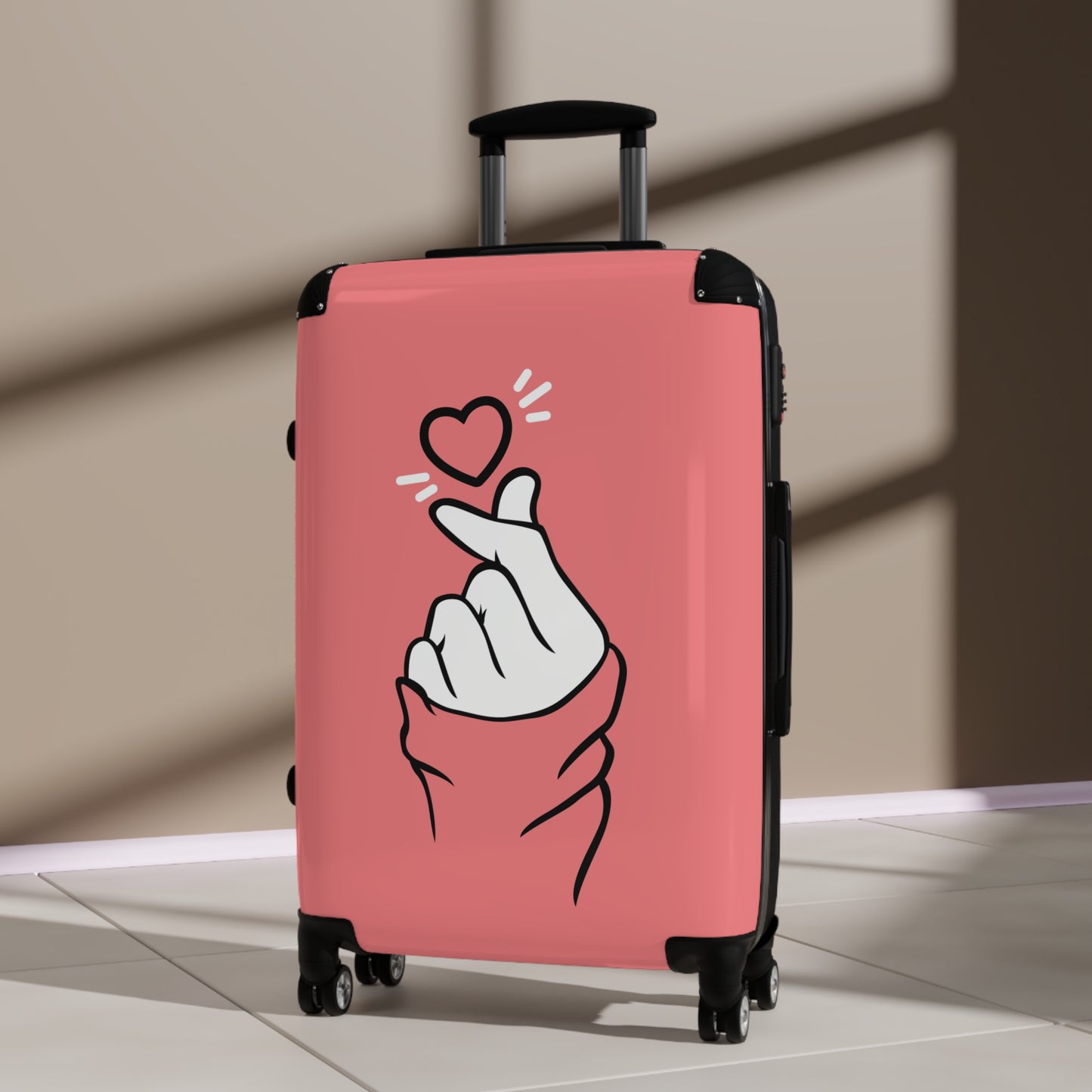 Love Finger Heart Pink Art Carry-On Suitcase - Stylish Luggage for Travelers