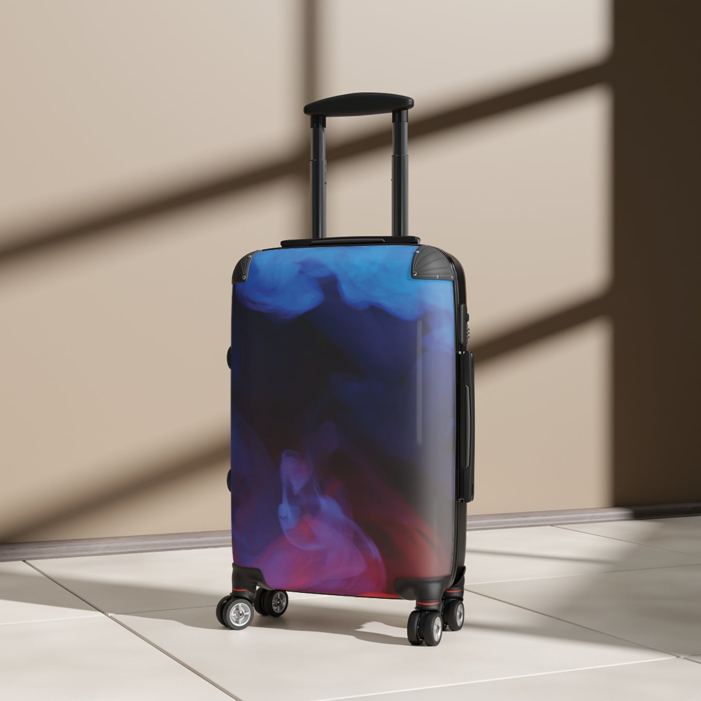 Abstract Blue Red Smoke Art Carry-On Suitcase - Stylish Luggage for Travelers