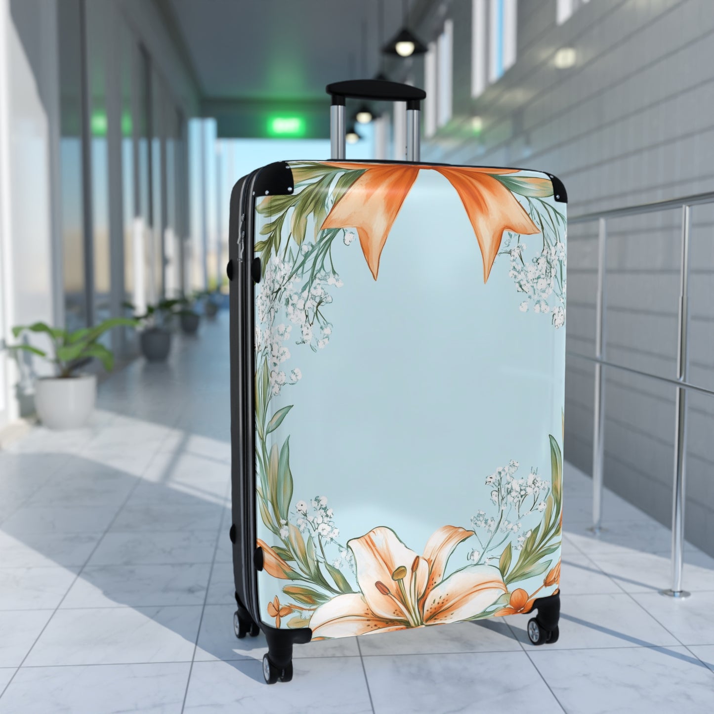 Nature Flowers Floral Lily Bow Carry-On Suitcase - Stylish Luggage for Travelers