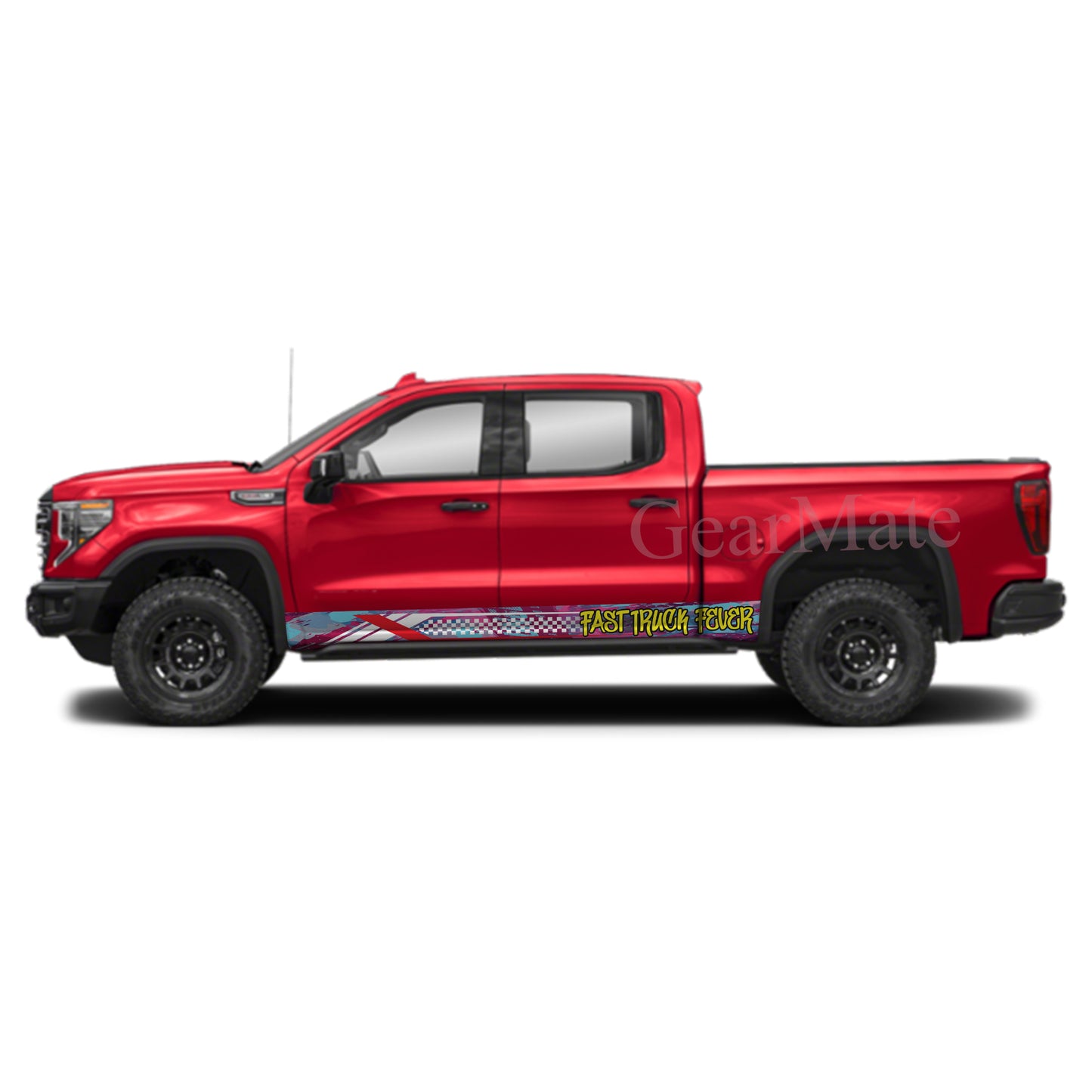 Fast Truck Fever Rocker Panel Graphic Decal Kit (Left & Right Sides) - High Quality Vinyl for Trucks & SUVs