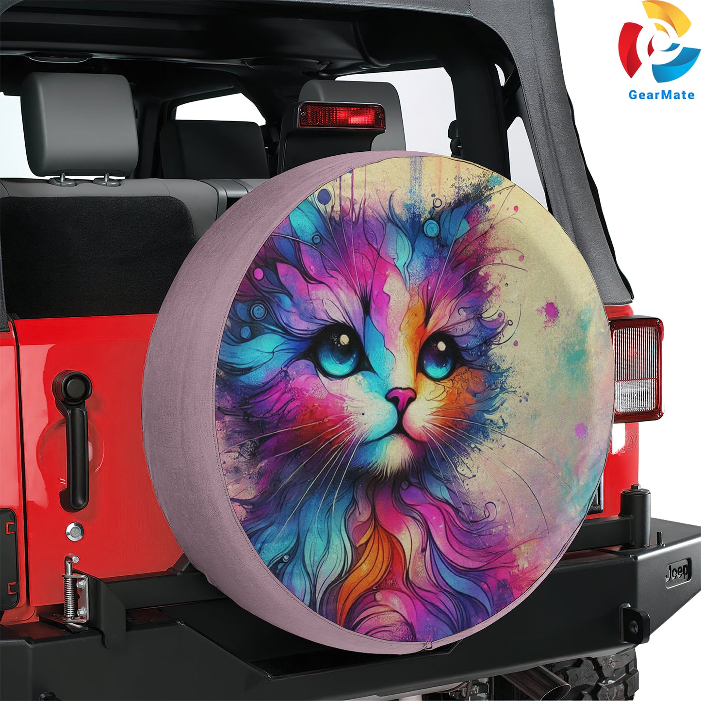 Cat Colorful Spare Tire Cover – Premium Waterproof UV Resistant Protector
