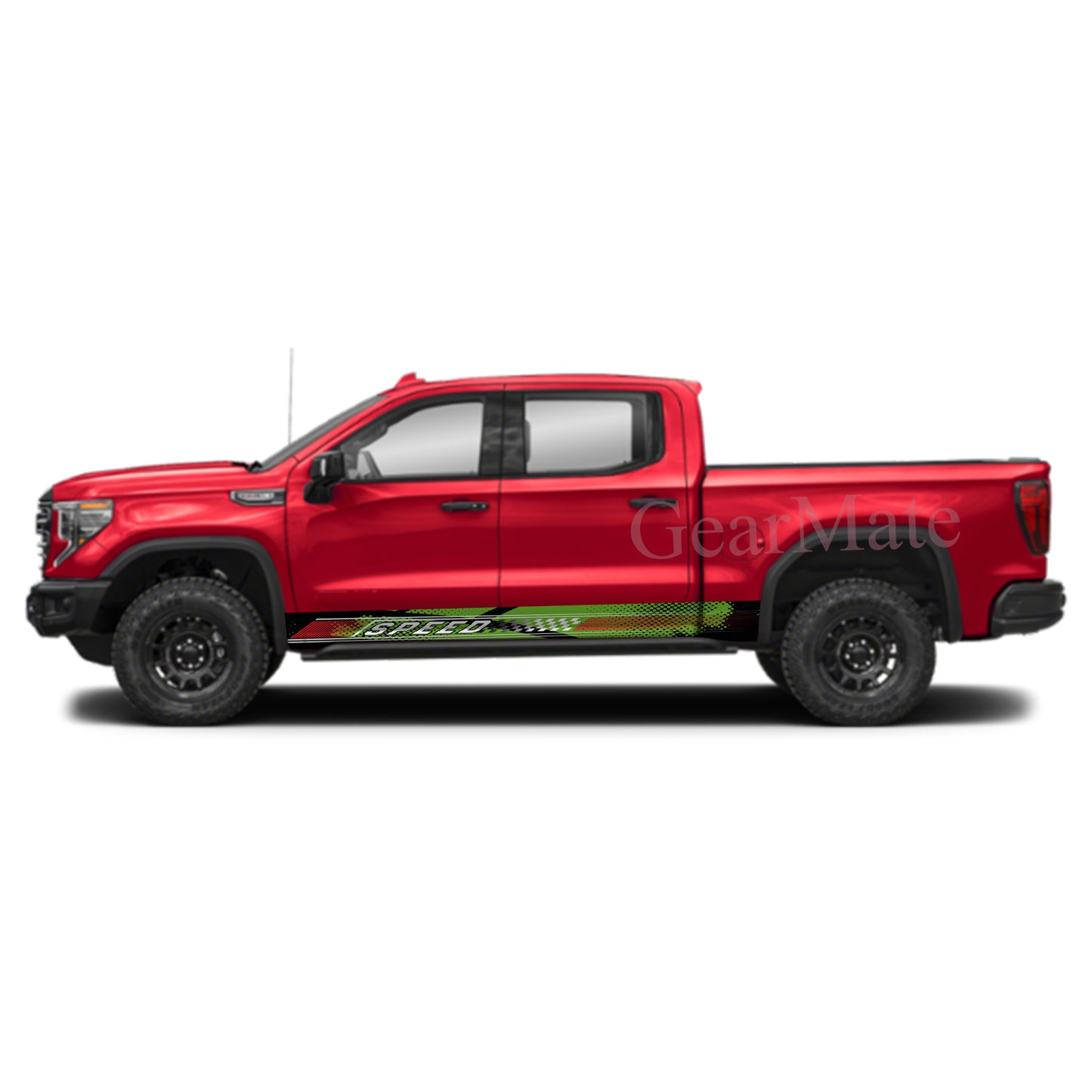 Speed Grunge Green Panel Graphic Decal Kit (Left & Right Sides) - High Quality Vinyl for Trucks & SUVs
