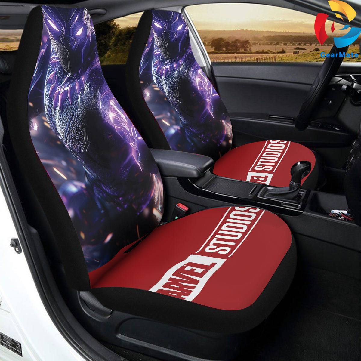 Marvel Black Panther Marvel Legends Car Seat Covers – High Quality Graphic and Polar Fleece Protector Set