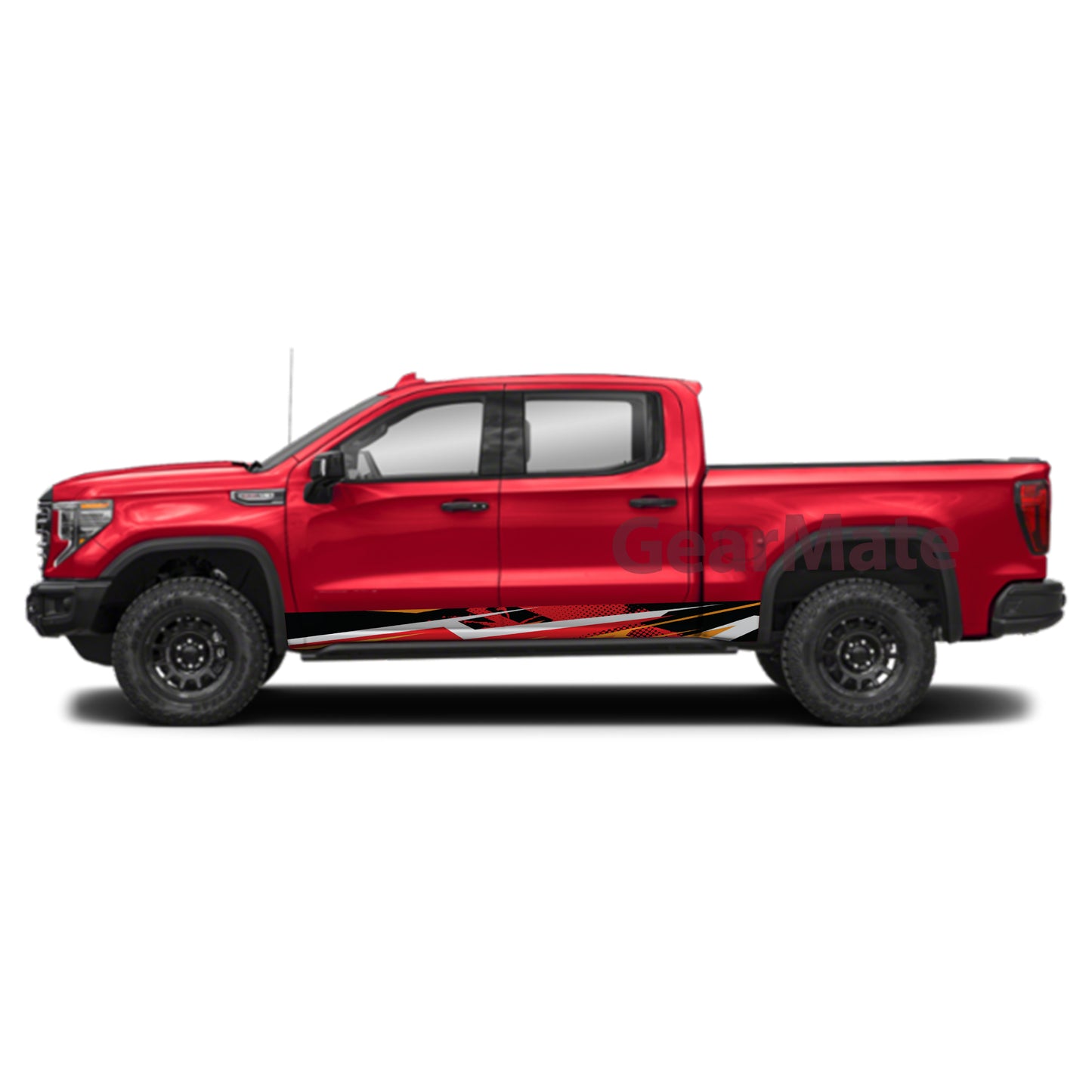Racing Red Orange Rocker Panel Graphic Decal Kit (Left & Right Sides) - High Quality Vinyl for Trucks & SUVs