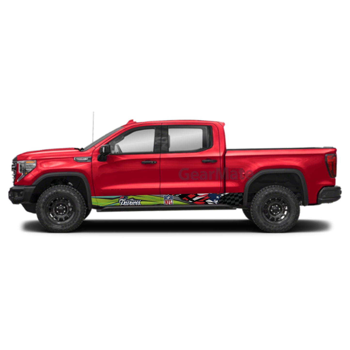 NFL New England Patriots Rocker Panel Graphic Decal Kit (Left & Right Sides) - High Quality Vinyl for Trucks & SUVs