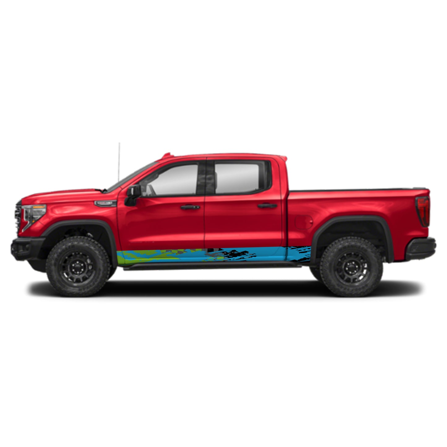 Racing Green Blue Rocker Panel Graphic Decal Kit (Left & Right Sides) - High Quality Vinyl for Trucks & SUVs