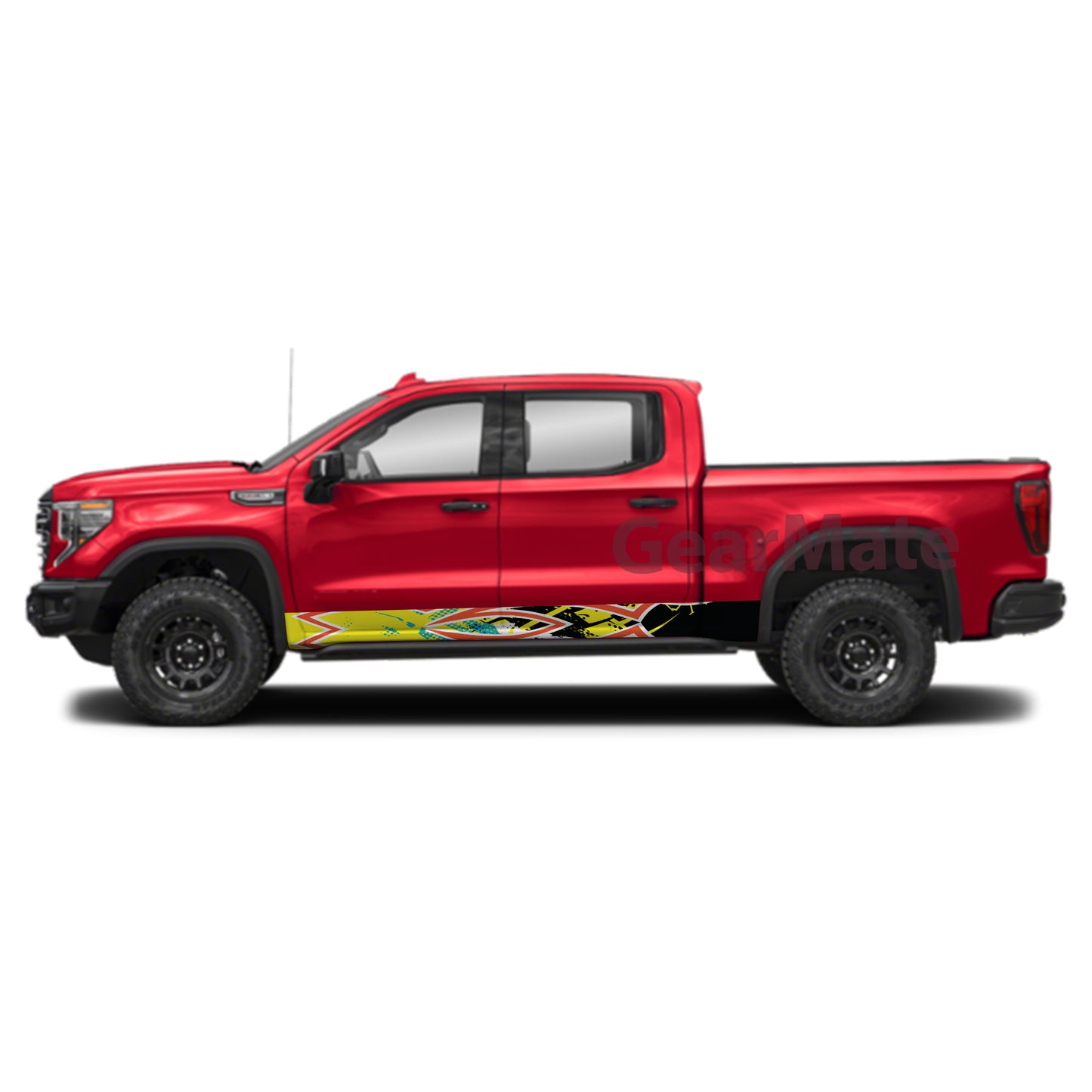 Racing Pinstripe Orange Yellow Rocker Panel Graphic Decal Kit (Left & Right Sides) - High Quality Vinyl for Trucks & SUVs