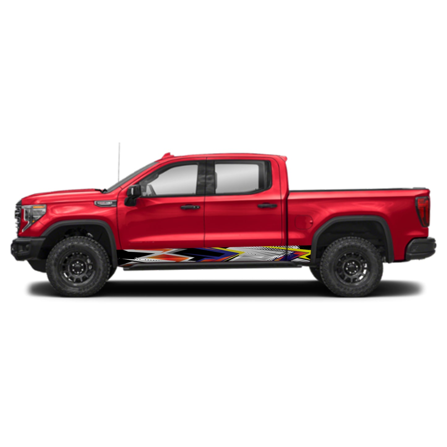 Orange Blue Rocker Panel Graphic Decal Kit (Left & Right Sides) - High Quality Vinyl for Trucks & SUVs