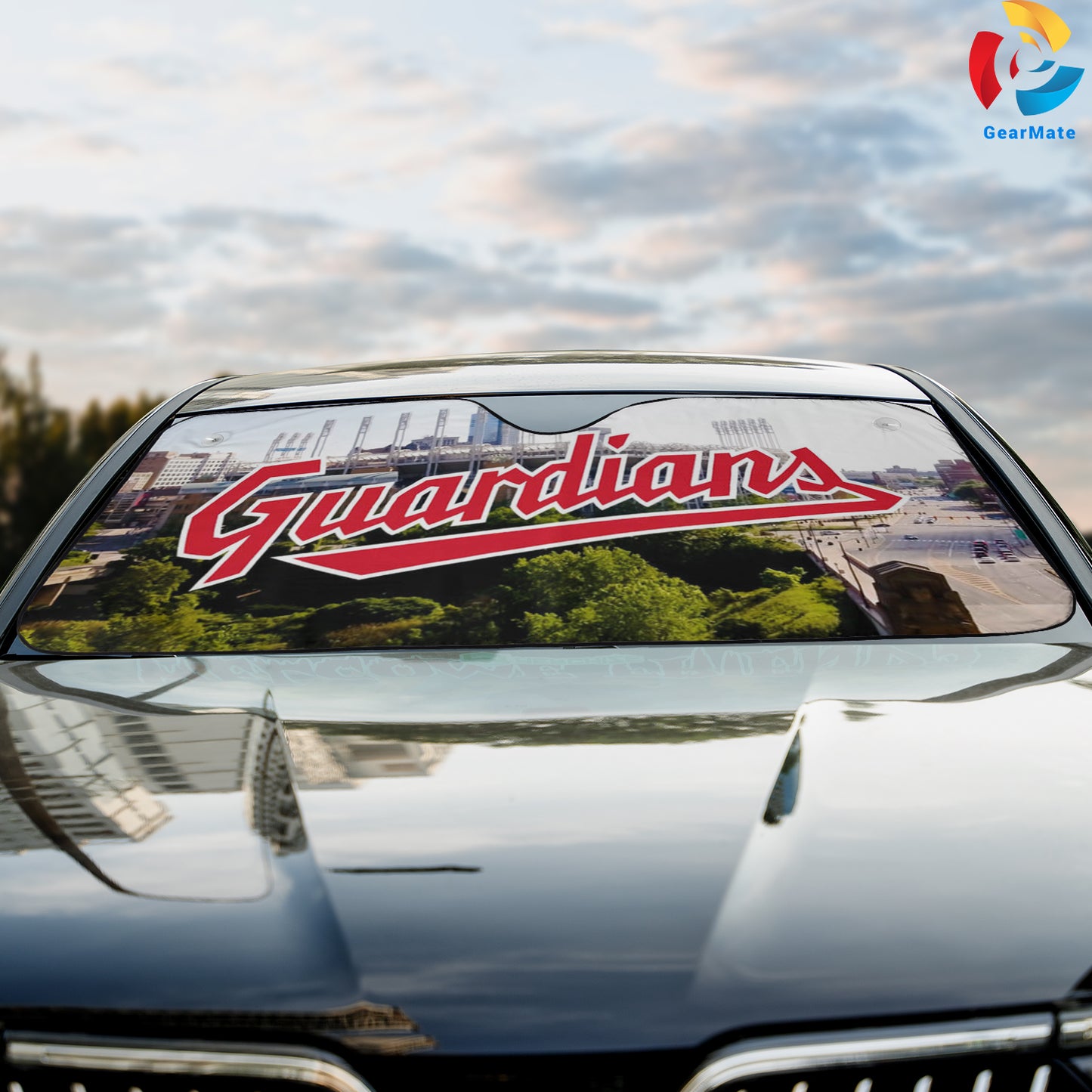 Cleveland Guardians MLB Baseball The Stadium Reflective Car Sunshade – Premium Heat & UV Protection, Universal Fit
