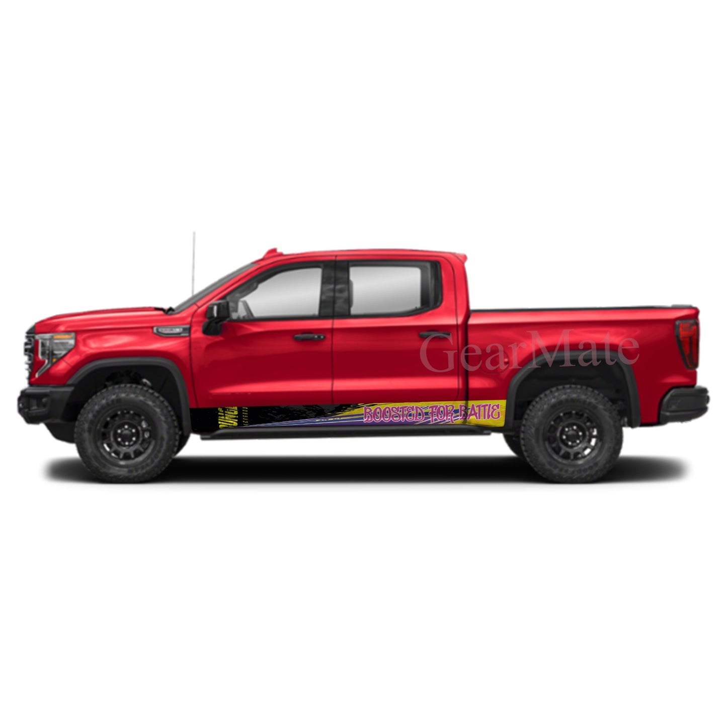 Boosted For Battle Rocker Panel Graphic Decal Kit (Left & Right Sides) - High Quality Vinyl for Trucks & SUVs