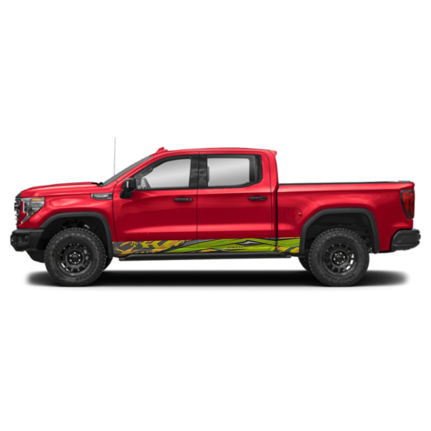 Green Speed Rocker Panel Graphic Decal Kit (Left & Right Sides) - High Quality Vinyl for Trucks & SUVs