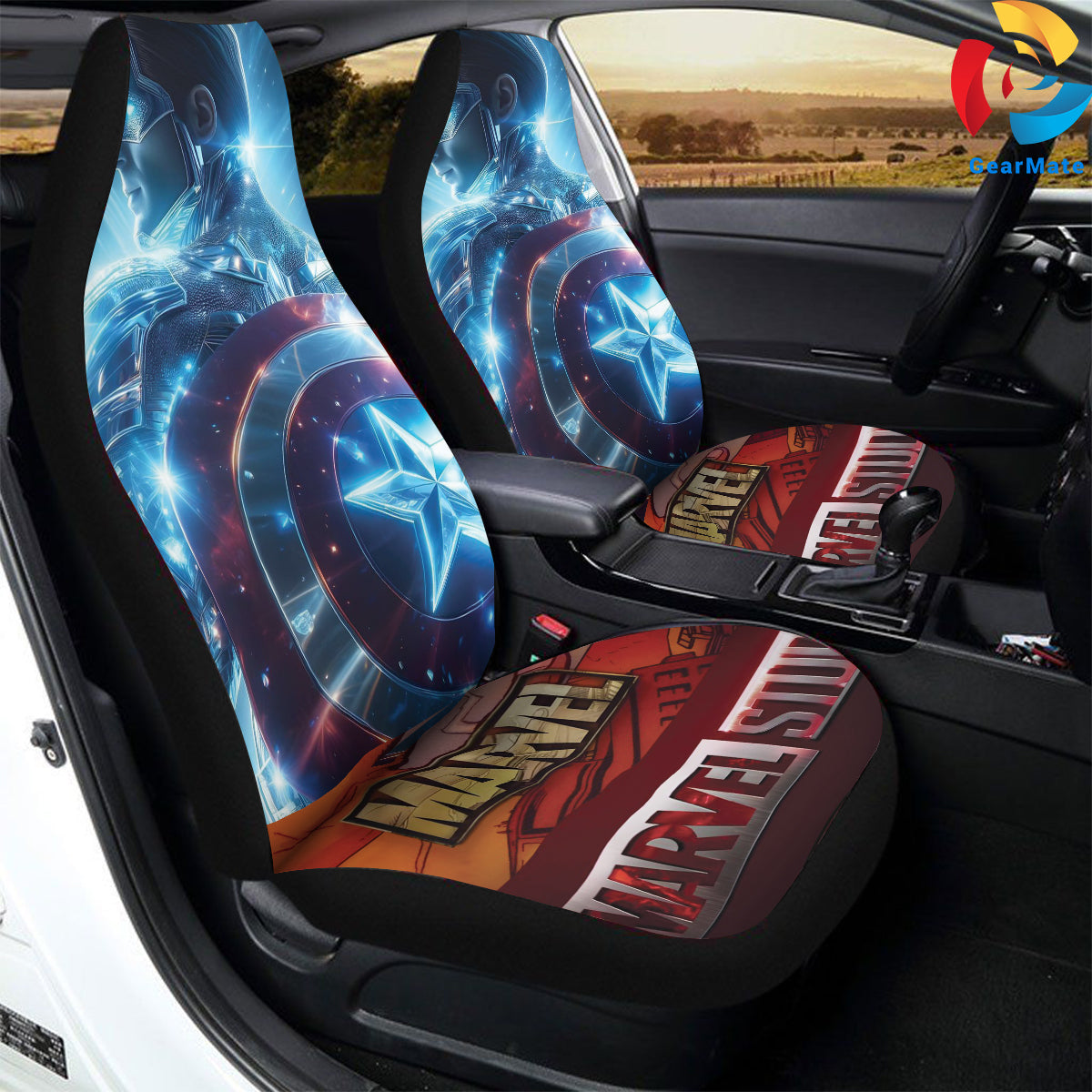 Marvel Captain America Fans Car Seat Covers – High Quality Graphic and Polar Fleece Protector Set