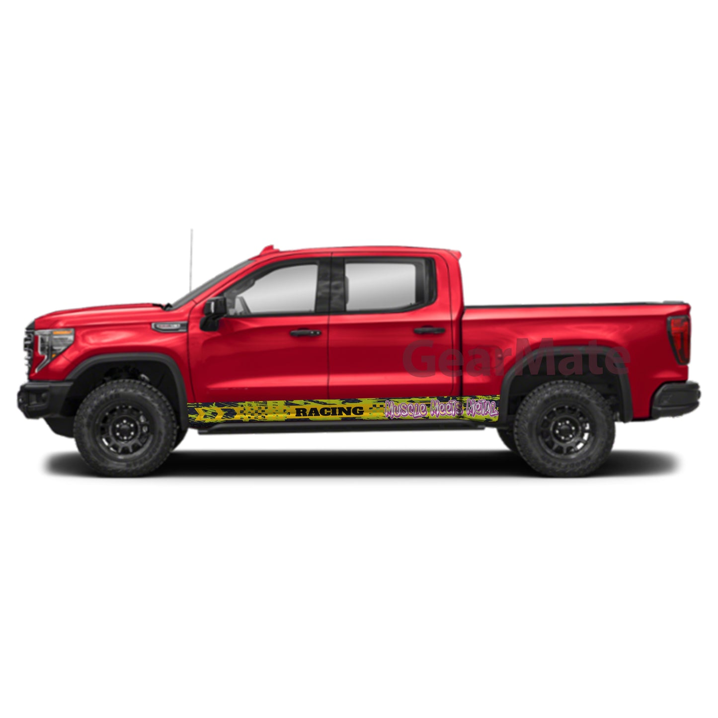 Muscle Meets Metal Rocker Panel Graphic Decal Kit (Left & Right Sides) - High Quality Vinyl for Trucks & SUVs