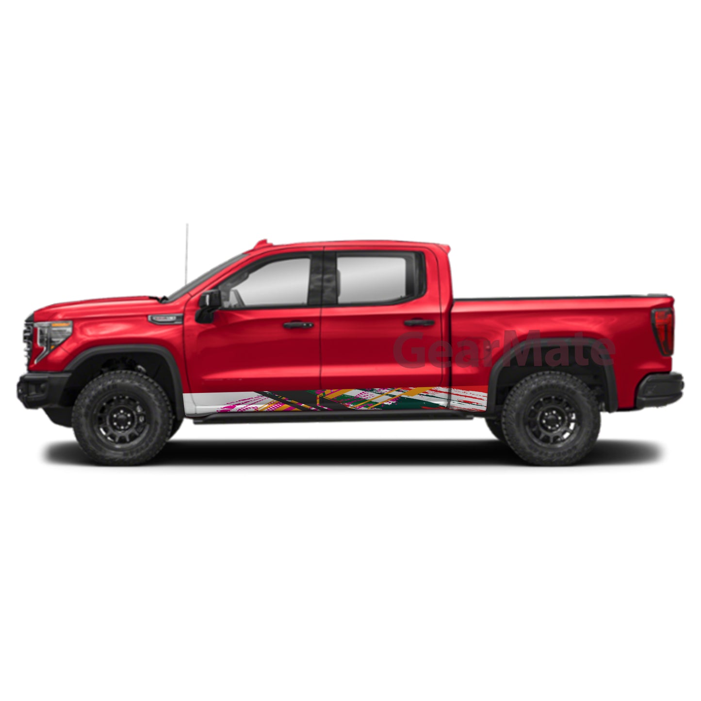 Sport White Black Rocker Panel Graphic Decal Kit (Left & Right Sides) - High Quality Vinyl for Trucks & SUVs