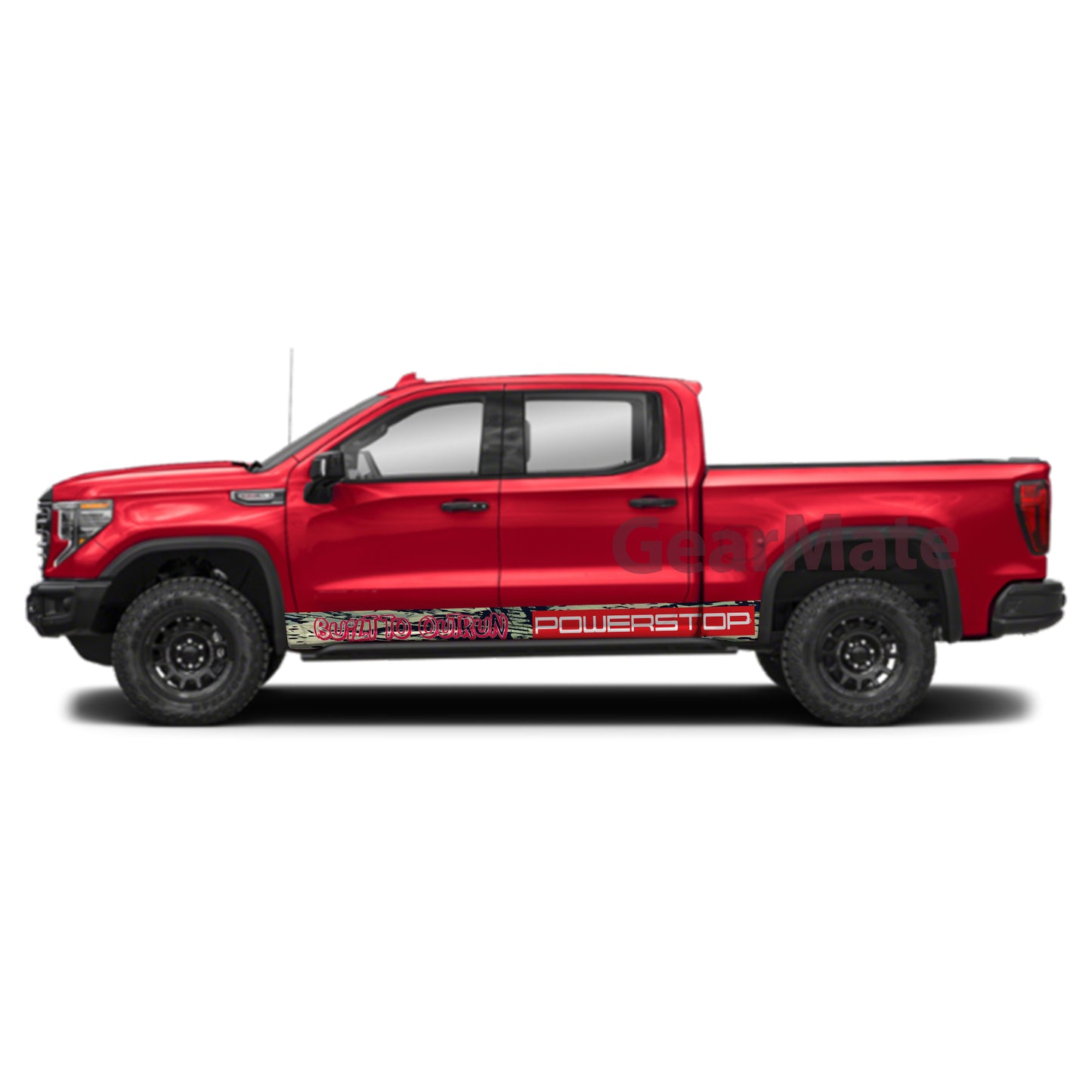 Build To Outrun Powerstop Rocker Panel Graphic Decal Kit (Left & Right Sides) - High Quality Vinyl for Trucks & SUVs