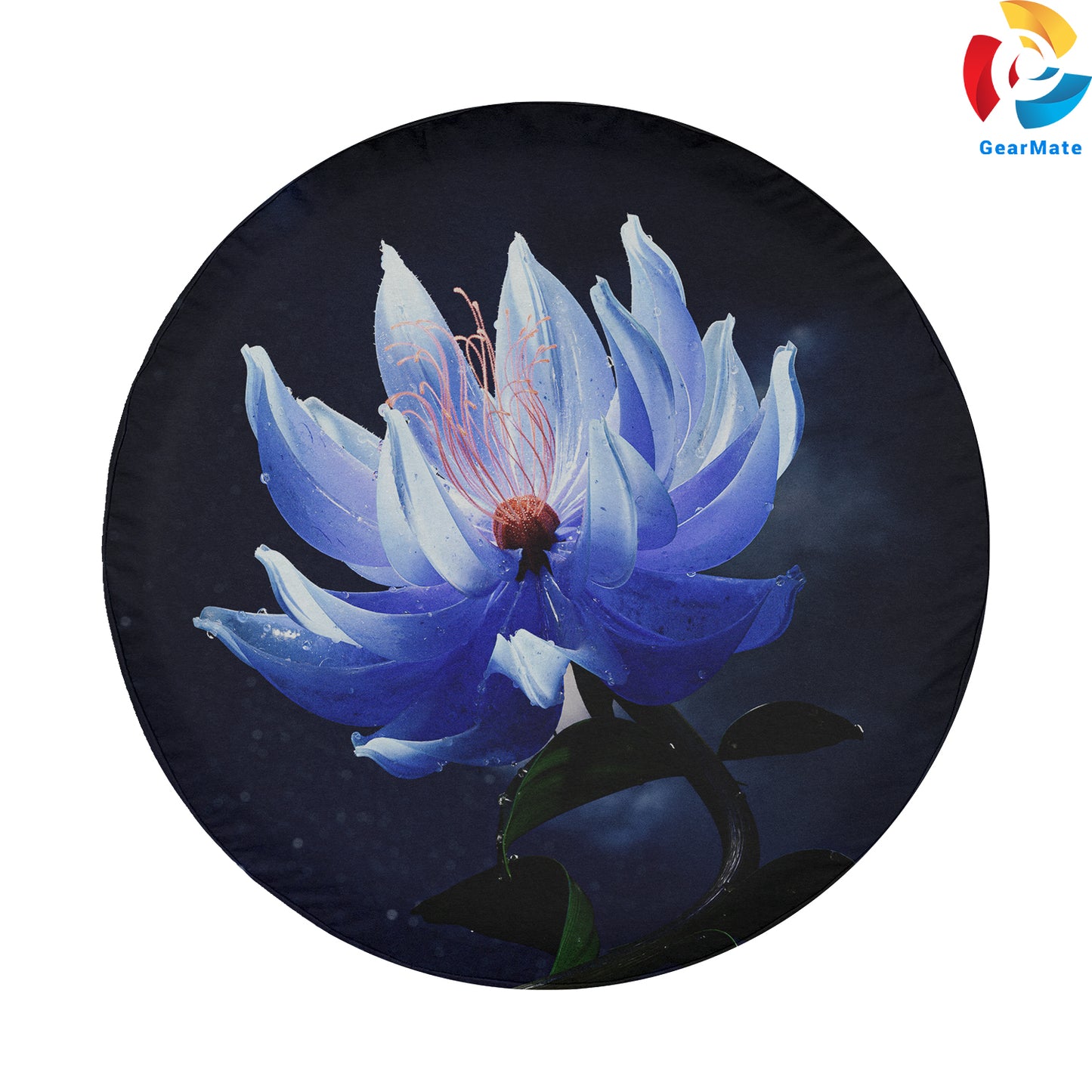Lotus Flower Blue Spare Tire Cover – Premium Waterproof UV Resistant Protector