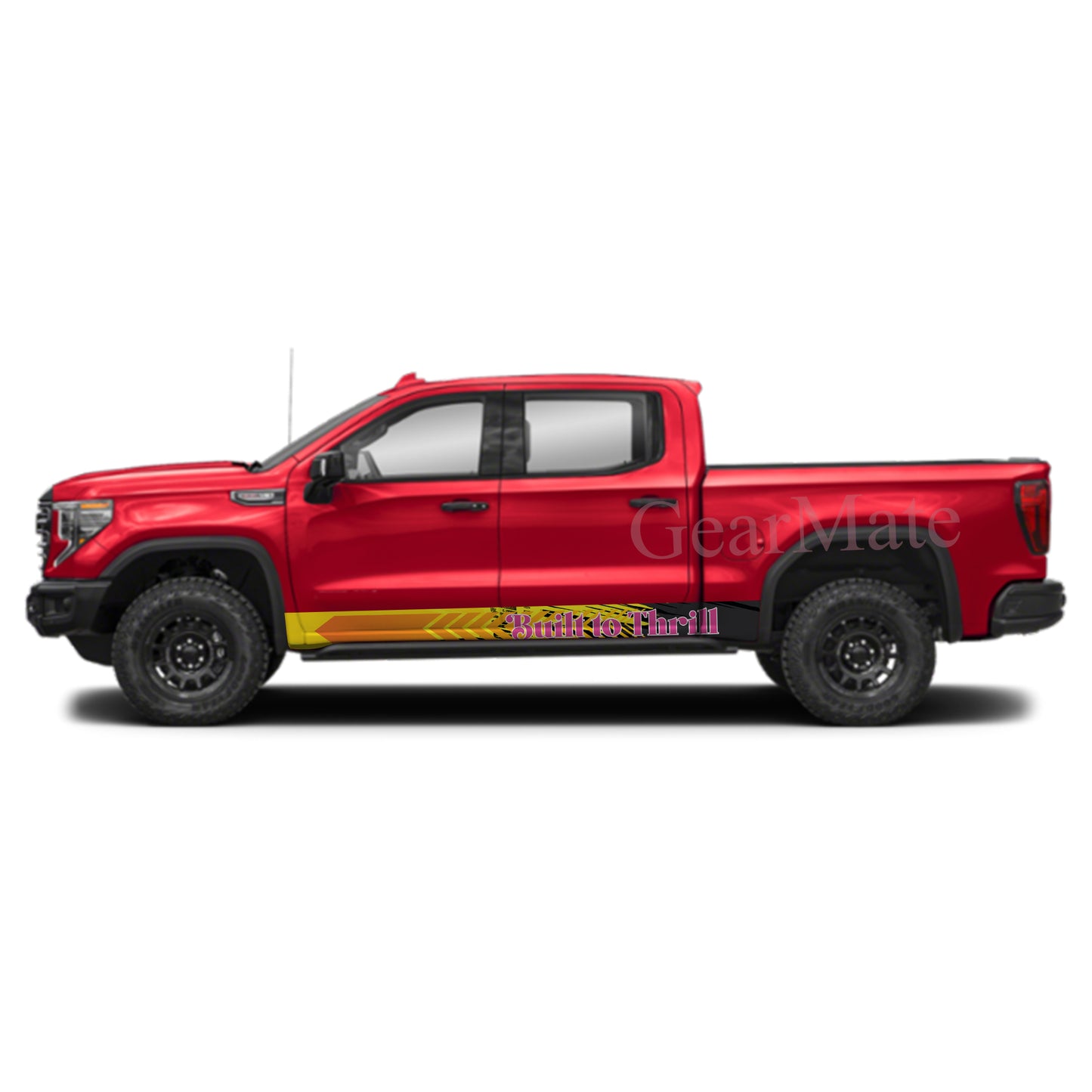 Built To Thrill Rocker Panel Graphic Decal Kit (Left & Right Sides) - High Quality Vinyl for Trucks & SUVs