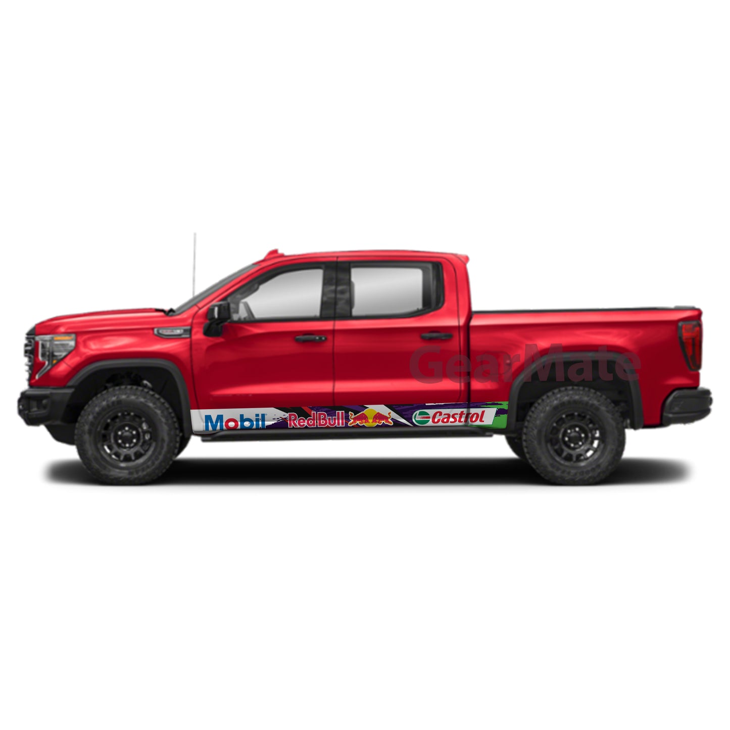 Racing Paint Purple Green Mobil Castrol Redbull Rocker Panel Graphic Decal Kit (Left & Right Sides) - High Quality Vinyl for Trucks & SUVs