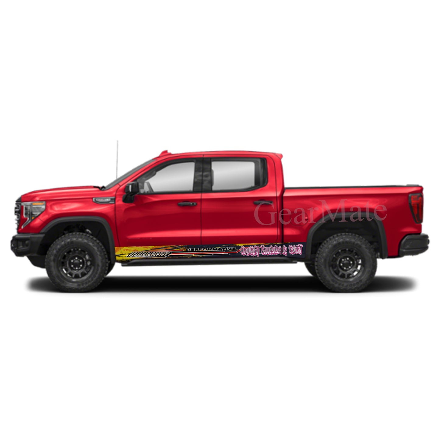 Burn Rubber Fast Rocker Panel Graphic Decal Kit (Left & Right Sides) - High Quality Vinyl for Trucks & SUVs