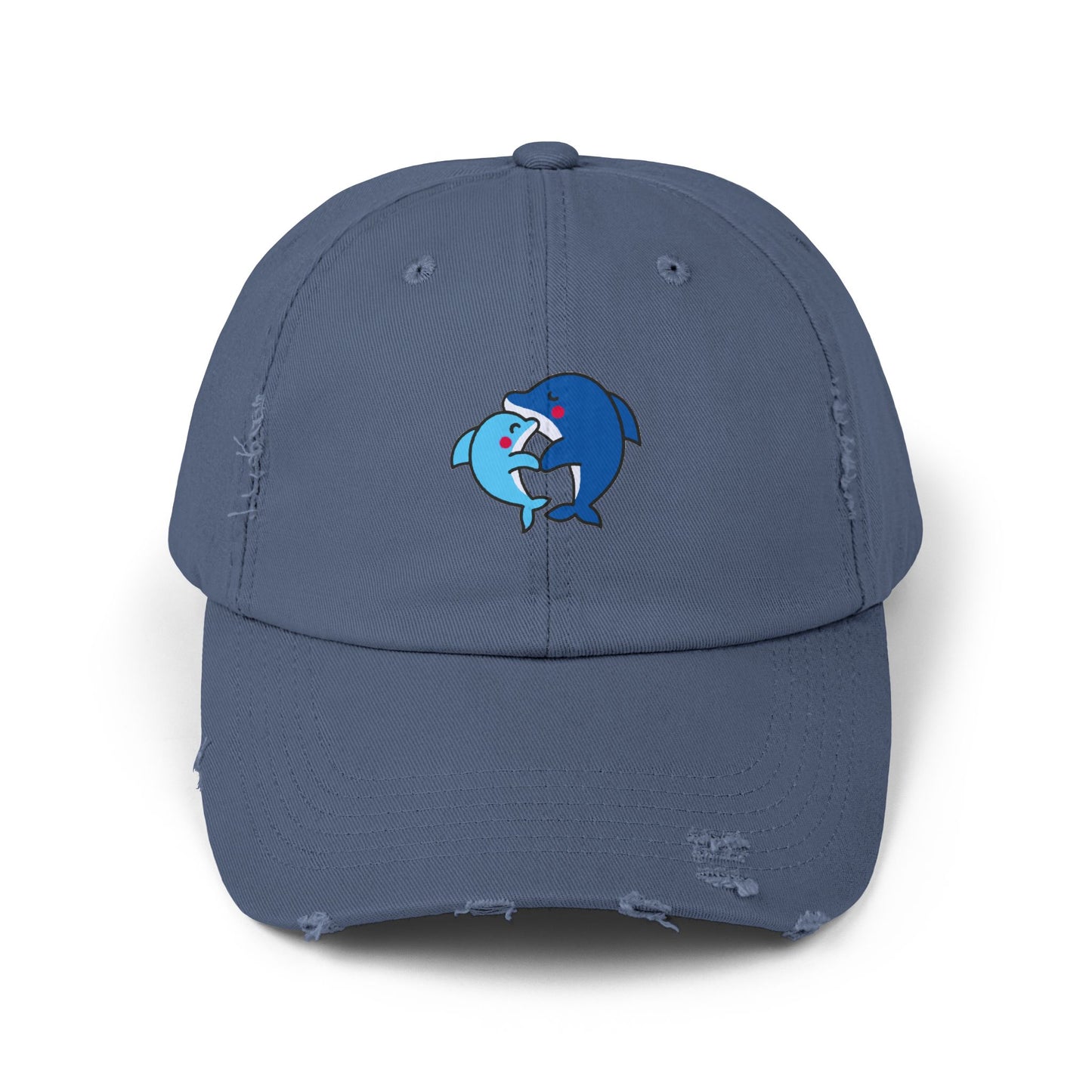 Dolphin Couple Vintage Distressed Dad Hat Unisex Adjustable Cotton Twill Baseball Cap for Casual Everyday Wear