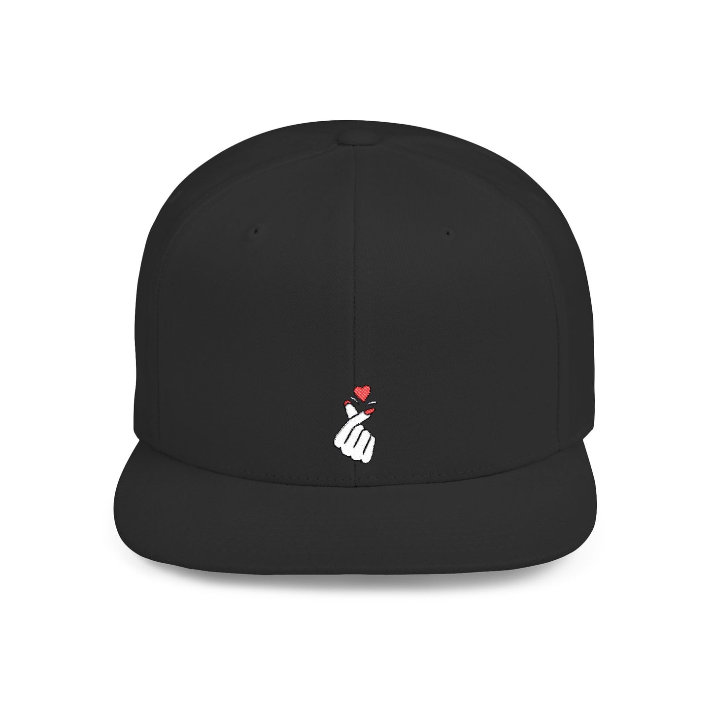 Icons Embroidered Heart Hand Gesture Flat Bill Snapback – Lightweight, Custom Fit, Premium Quality