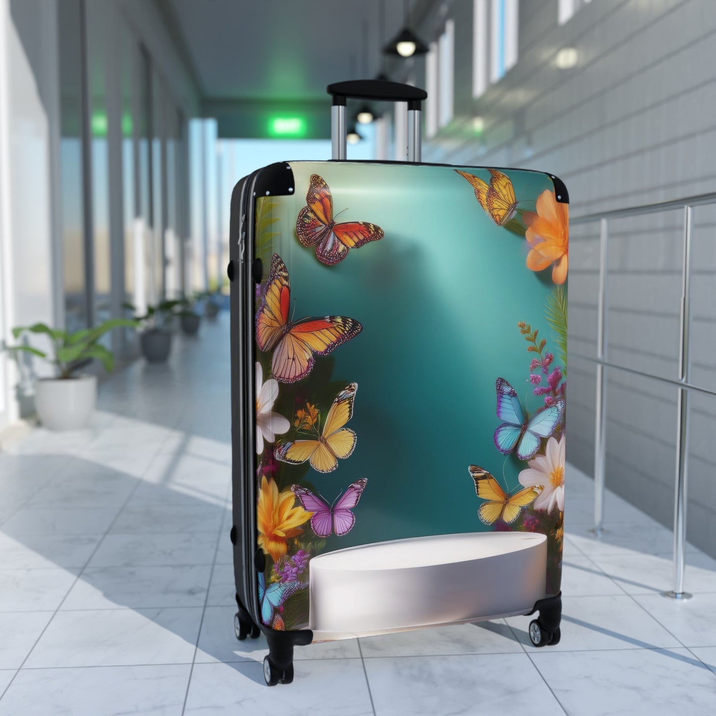 Nature Butterflies Flower On White Art Carry-On Suitcase - Stylish Luggage for Travelers
