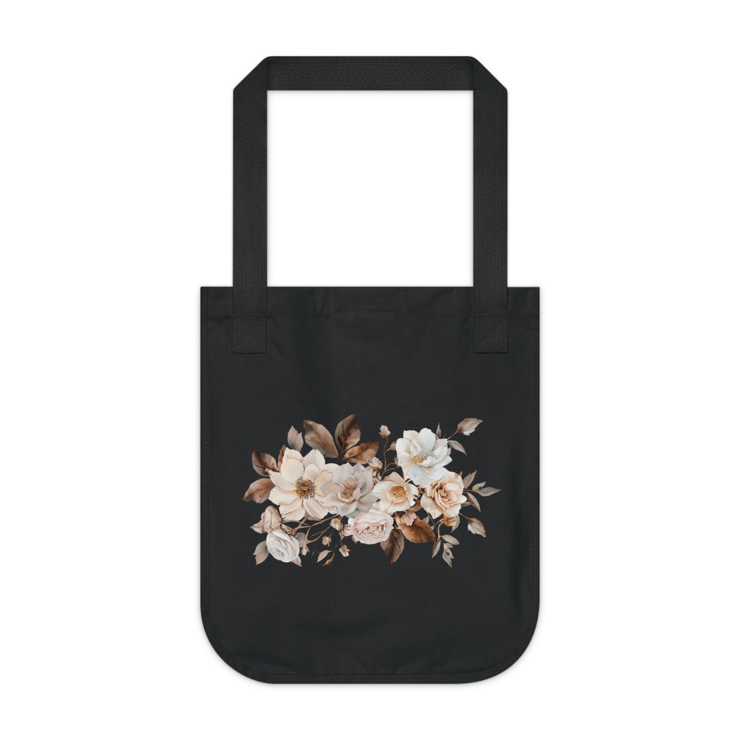 Flowers Angels Floral Organic Canvas Tote Bag - Eco-Friendly Carryall for Everyday Use