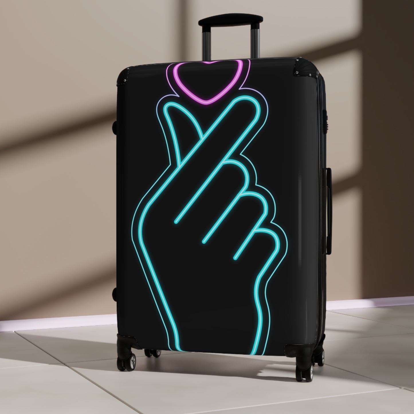 Love Glowing Finger Heart Art Carry-On Suitcase - Stylish Luggage for Travelers