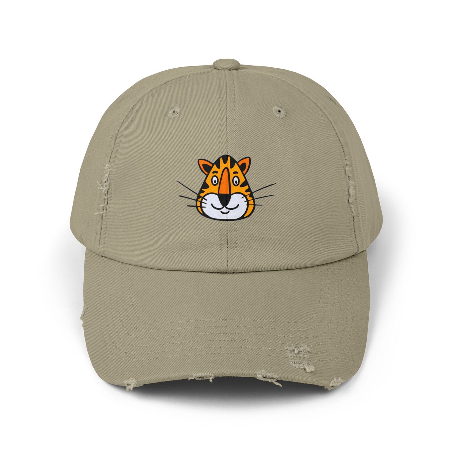 Tiger Face Vintage Distressed Dad Hat Unisex Adjustable Cotton Twill Baseball Cap for Casual Everyday Wear