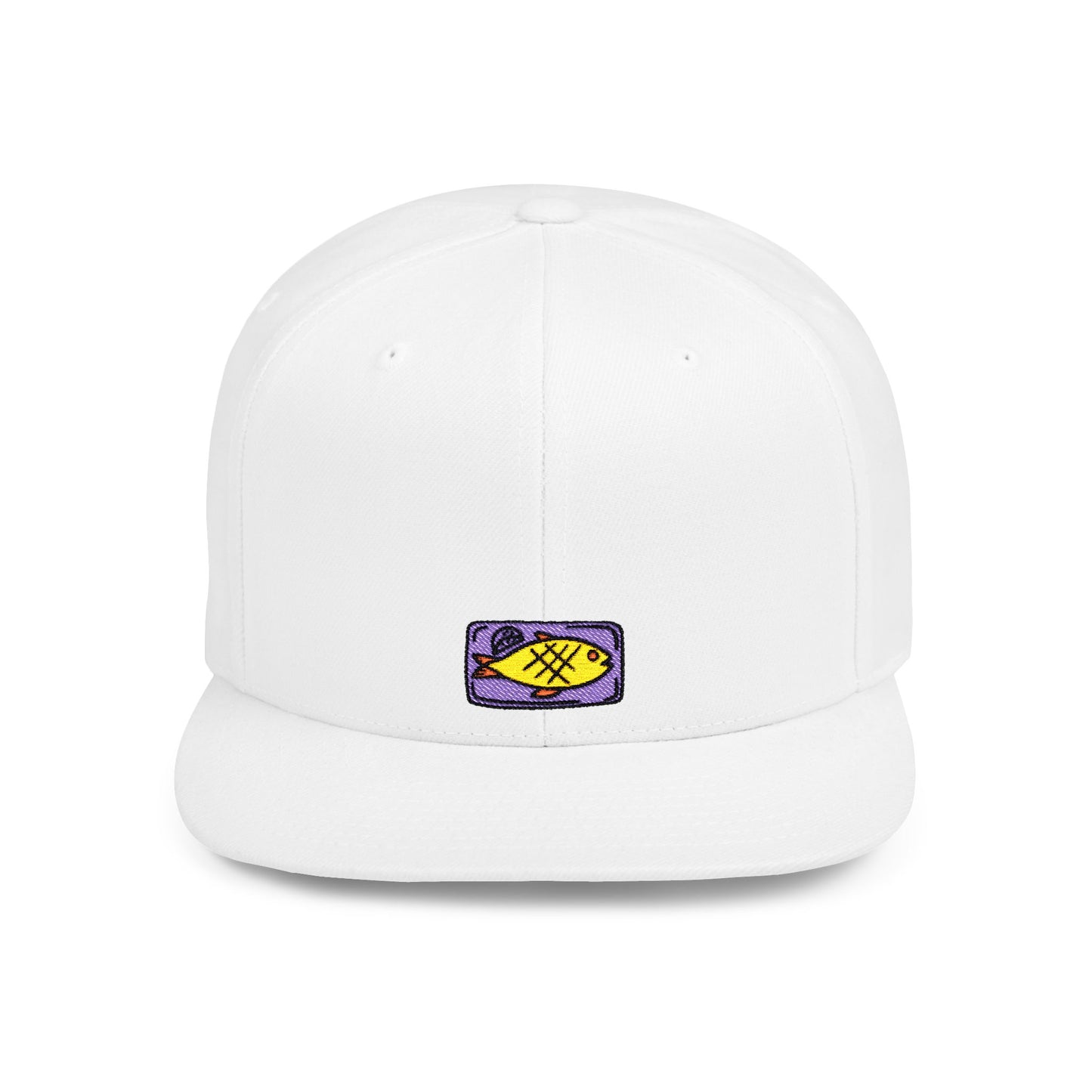 Icons Embroidered Fish Food Flat Bill Snapback – Lightweight, Custom Fit, Premium Quality