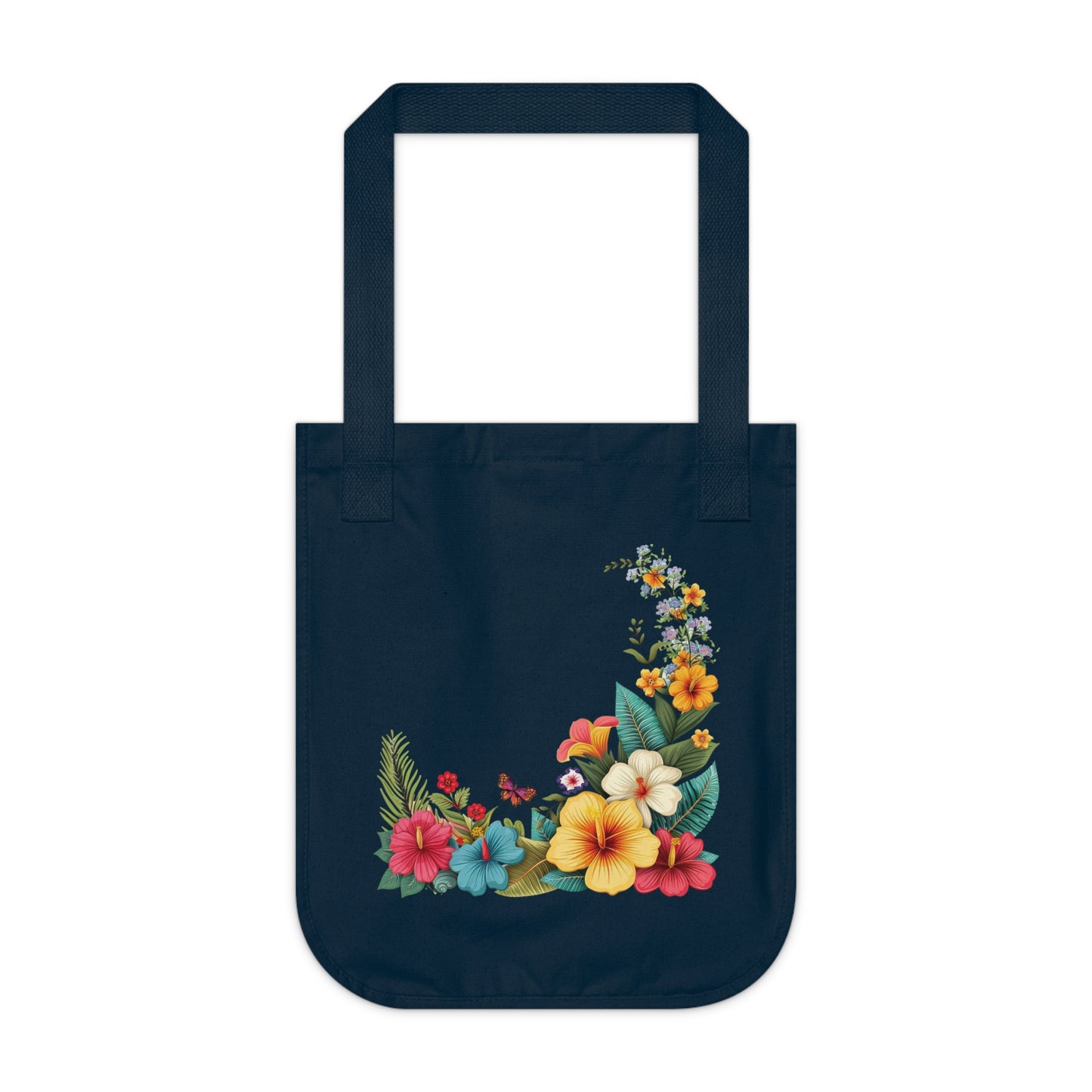 Flowers Cartoon Floral Organic Canvas Tote Bag – Eco-Friendly Shopping & Beach Accessory