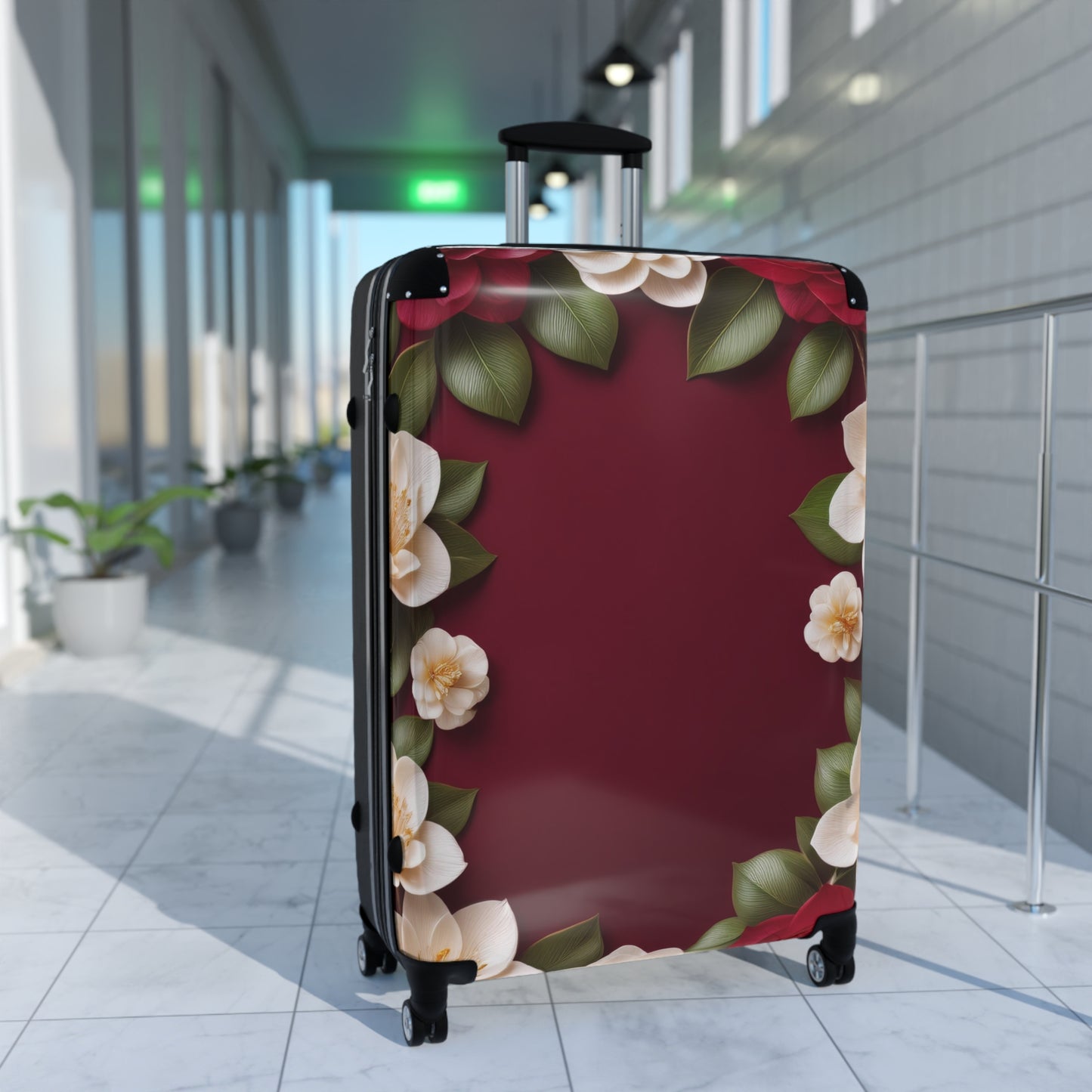 Nature Flowers Floral Red and White Art Carry-On Suitcase - Stylish Luggage for Travelers