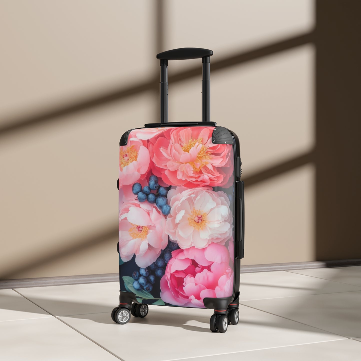 Nature Flowers Floral Pink and Red Painting Art Carry-On Suitcase - Stylish Luggage for Travelers