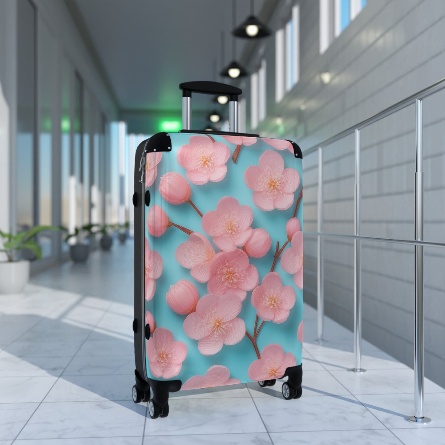 Nature Flowers Floral Pink Background Art Carry-On Suitcase - Stylish Luggage for Travelers