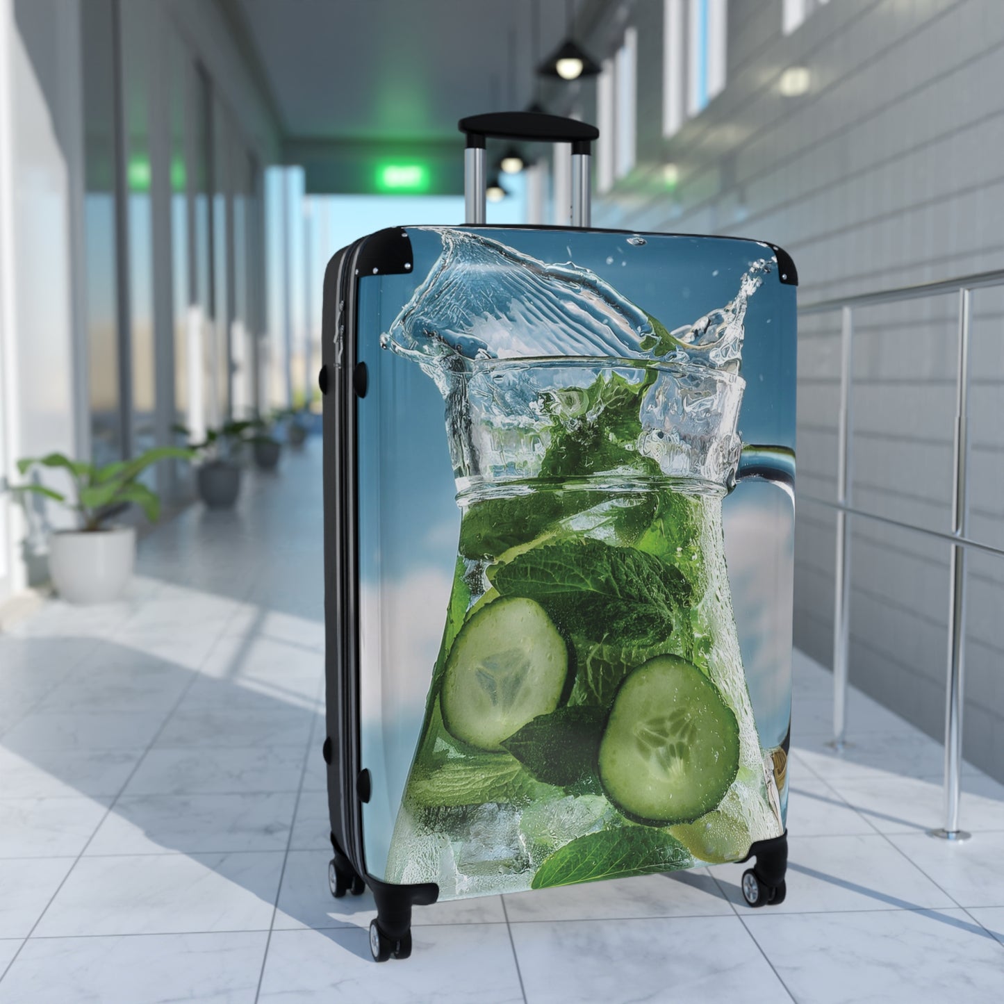 Nature Summer Cucumber and Mint FLoating Carry-On Suitcase - Stylish Luggage for Travelers