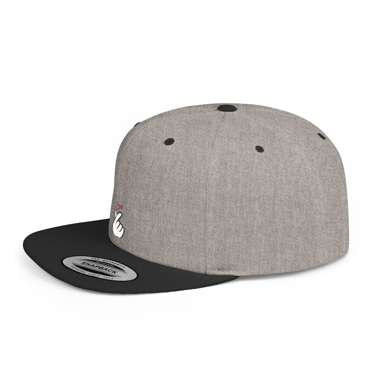 Icons Embroidered Heart Flat Bill Snapback – Lightweight, Custom Fit, Premium Quality