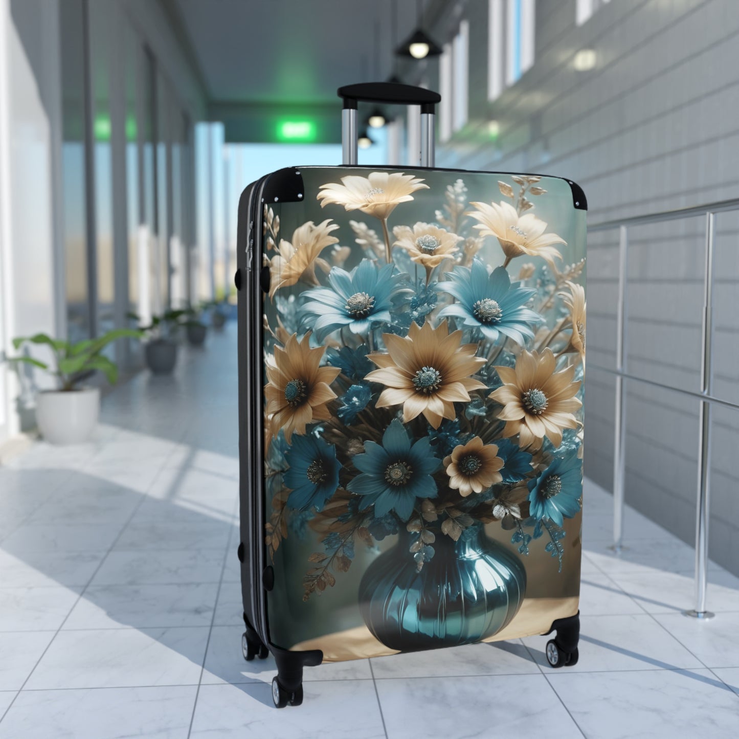 Nature Flowers Floral Vase Carry-On Suitcase - Stylish Luggage for Travelers