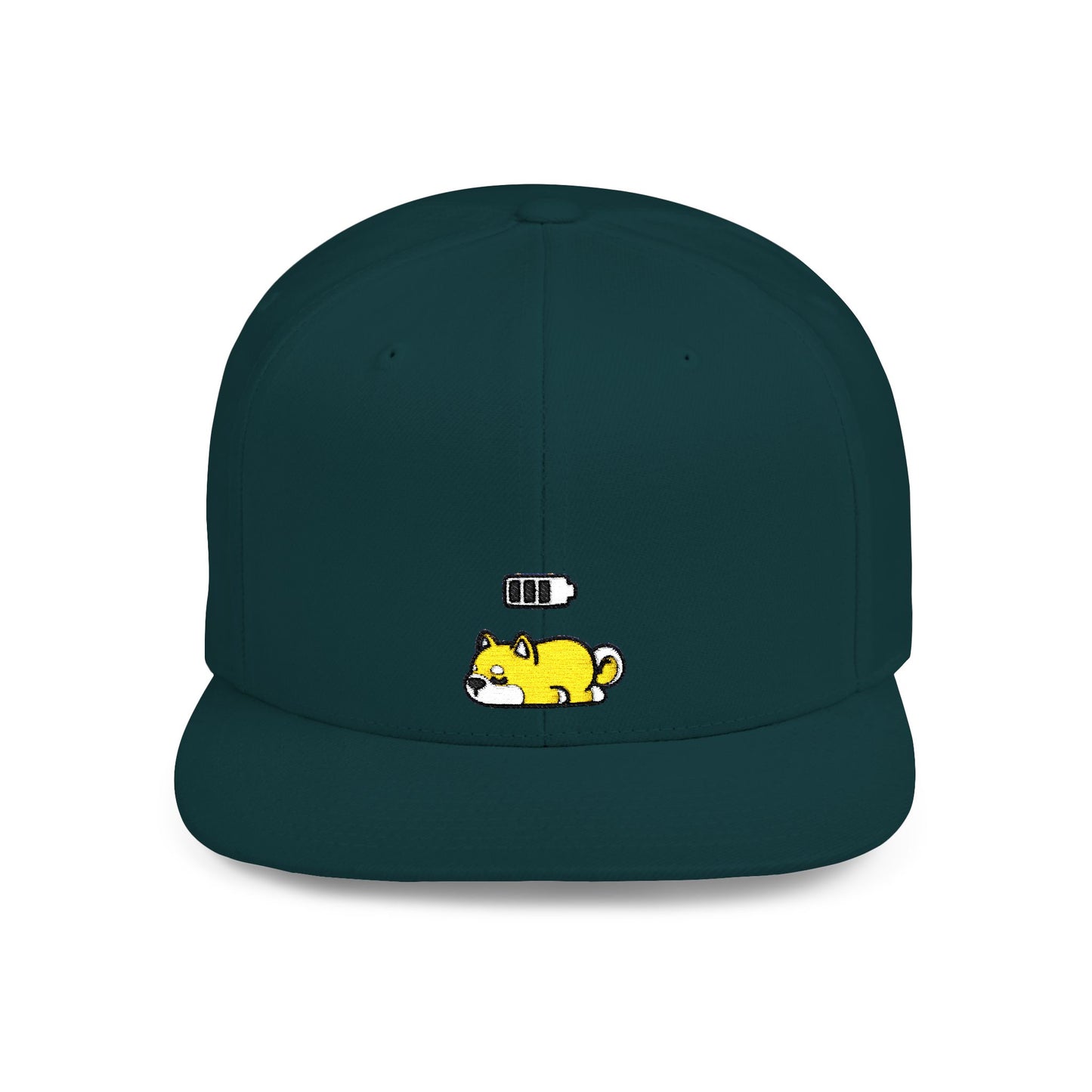 Icons Embroidered Shiba Inu Battery Flat Bill Snapback – Lightweight, Custom Fit, Premium Quality