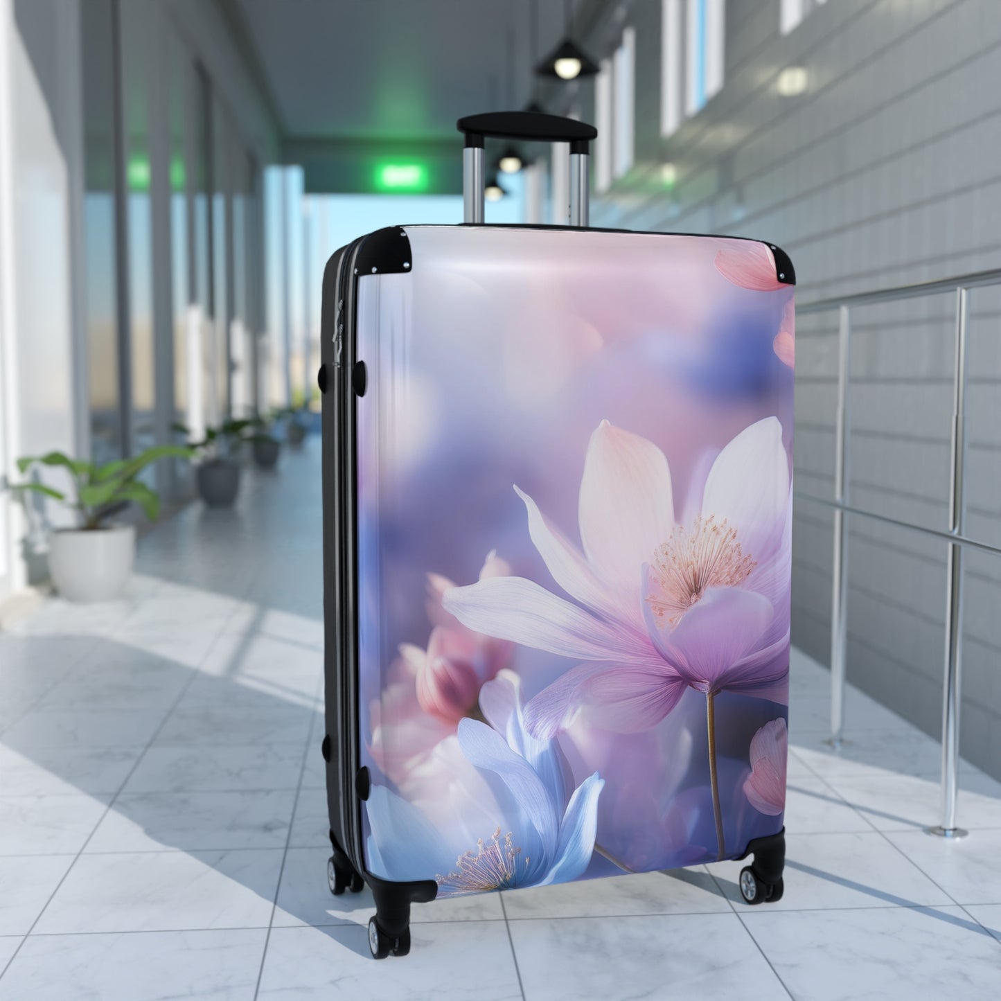 Nature Flowers Floral Blue and Pink Art Carry-On Suitcase - Stylish Luggage for Travelers